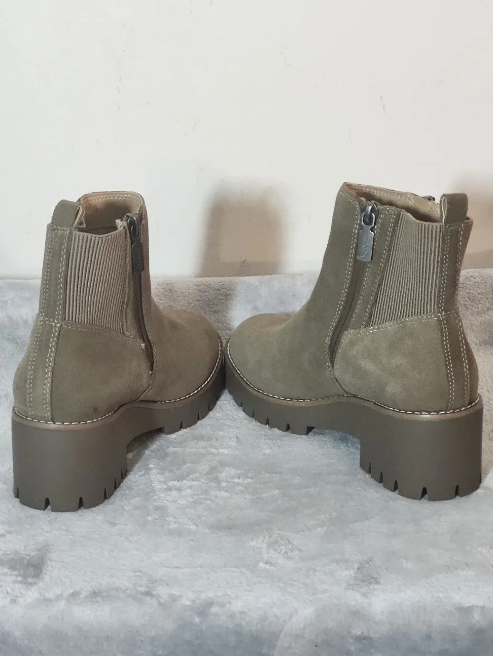 Blondo Damaris Waterproof Suede Booties Color: Taupe, Size: 6.5